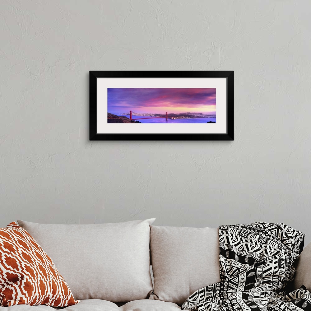 A bohemian room featuring CA, San Francisco, Golden Gate Bridge and the skyline at sunset