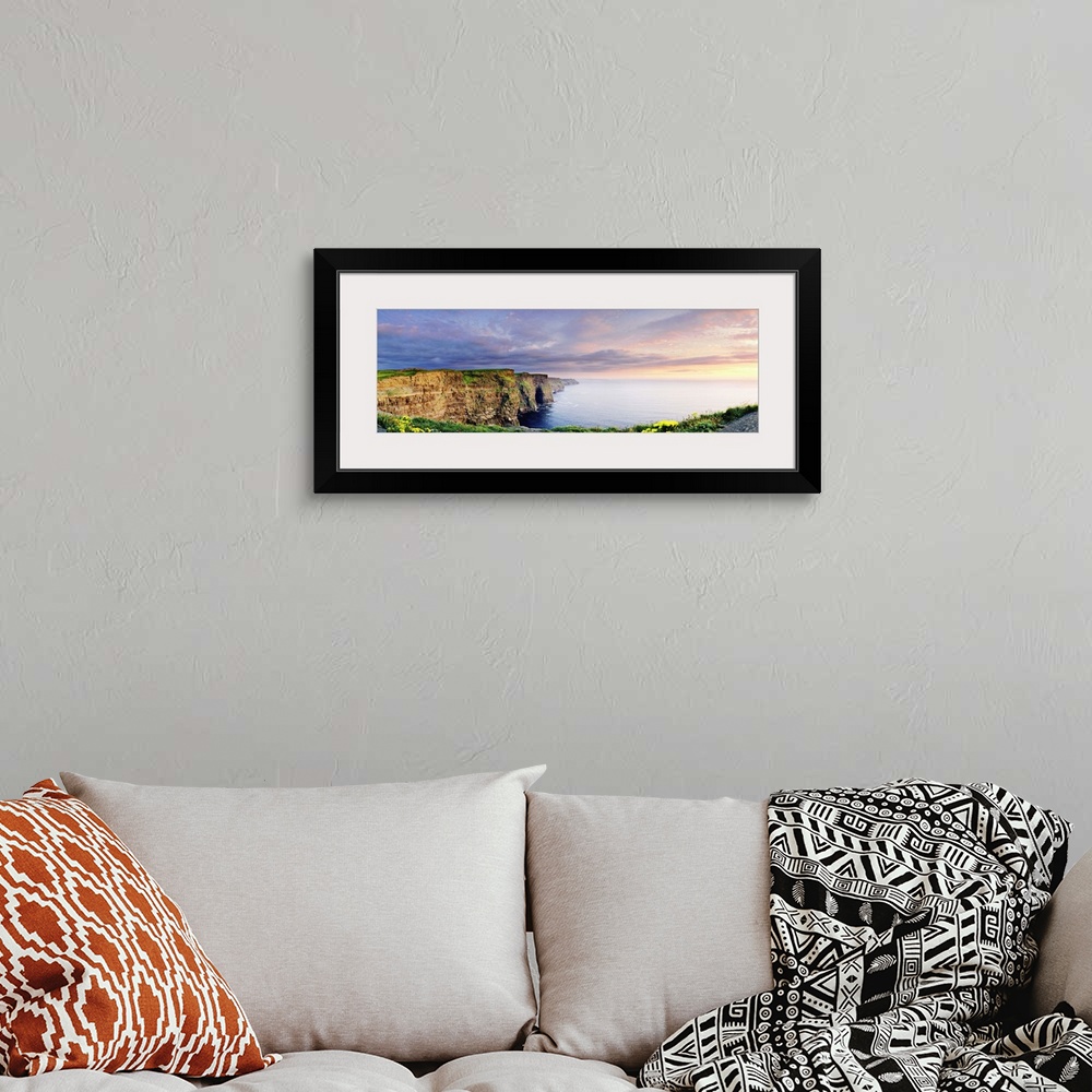 A bohemian room featuring Ireland, Galway, Sunset on Cliffs of Moher.
