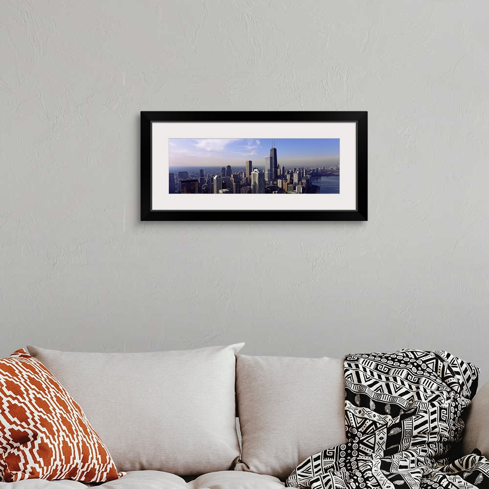 A bohemian room featuring Aerial view of a city, Lake Michigan, Chicago, Cook County, Illinois,
