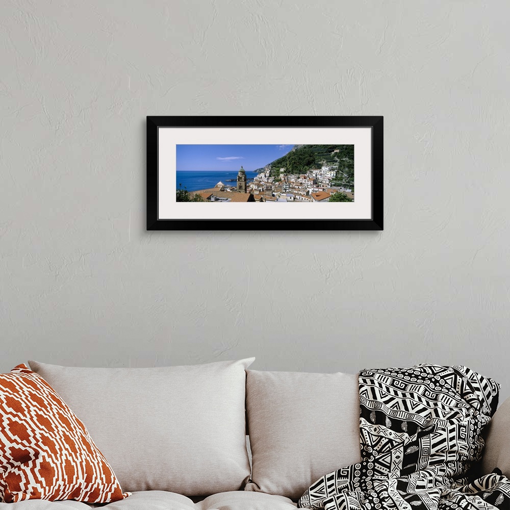 A bohemian room featuring High angle view of buildings near the sea, Amalfi, Amalfi Coast, Salerno, Campania, Italy