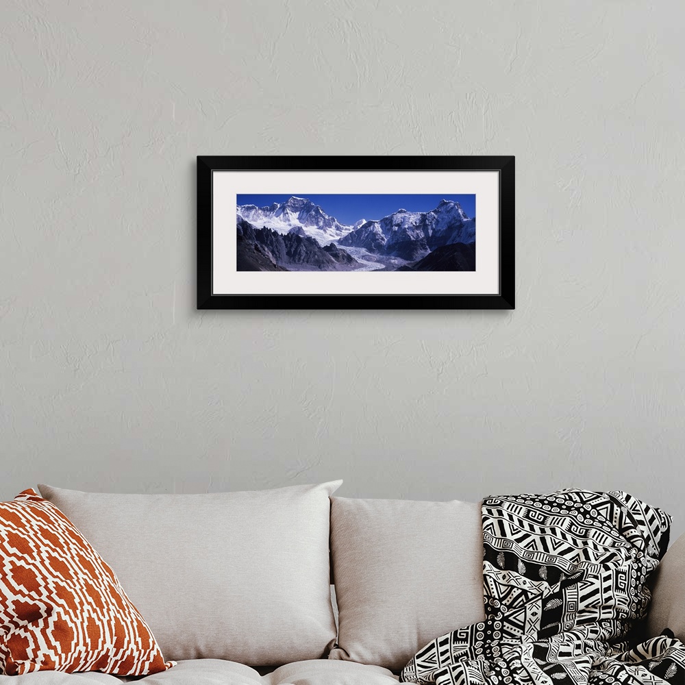 A bohemian room featuring Snow on mountains, Gyachung Kang, Khumbu, Nepal