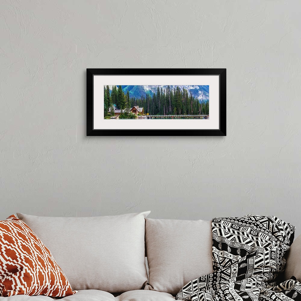 A bohemian room featuring Panoramic view of Emerald Lake in Yoho National Park, British Columbia, Canada.