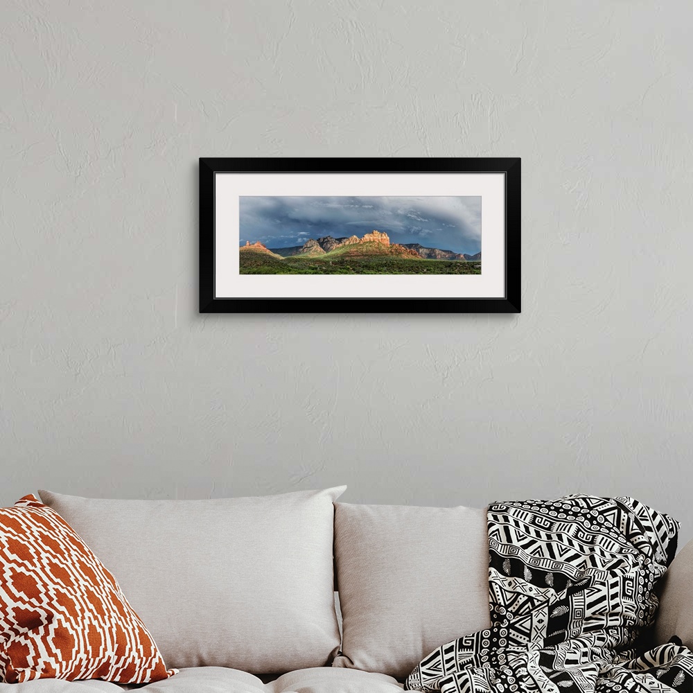 A bohemian room featuring Panorama of the red rocks by uptown in Sedona, Arizona.