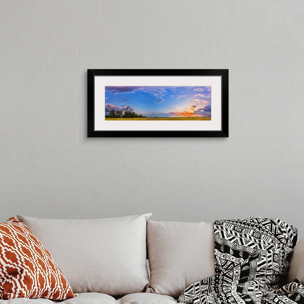 A bohemian room featuring August 6, 2014 - The colors of the sunset sky in a 360 degree panorama at sunset in Alberta, Cana...