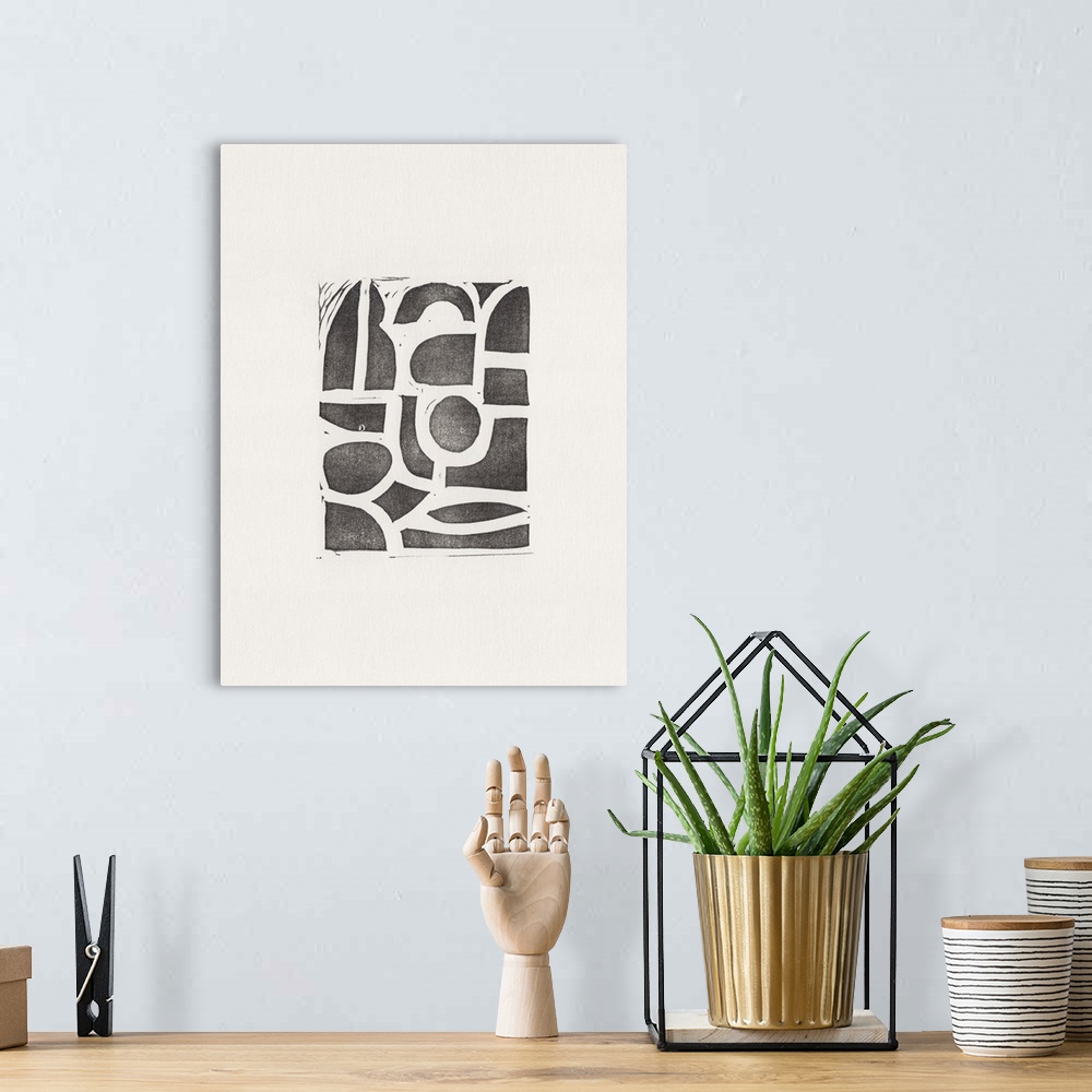 A bohemian room featuring Linocut Abstract #2