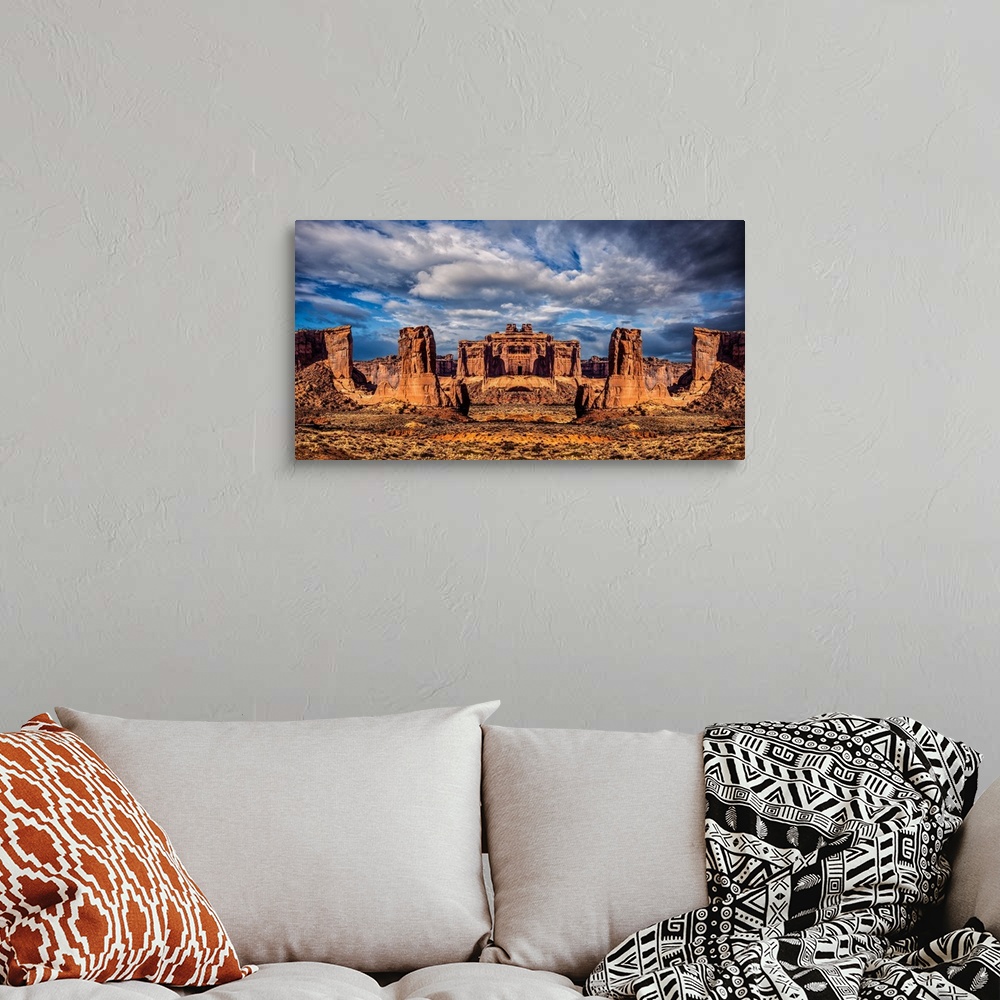 A bohemian room featuring Composite mirror image of rock formations in Arches National Park, Utah.
