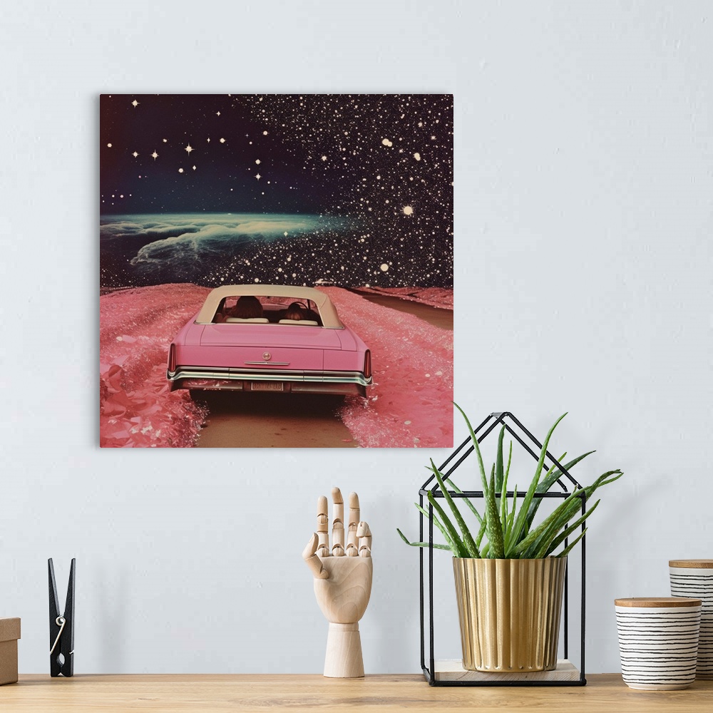 A bohemian room featuring Pink Cruise In Space