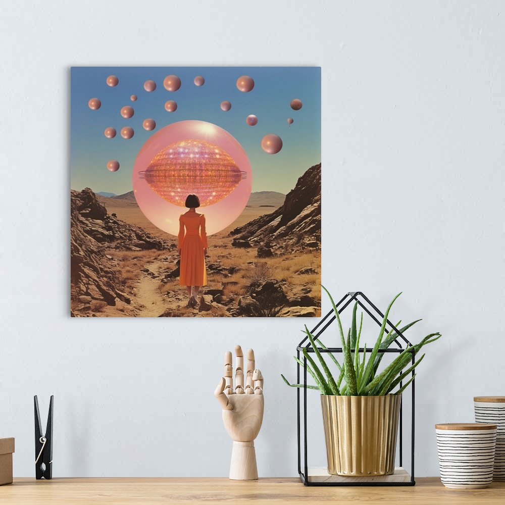 A bohemian room featuring Surreal Space Collage
