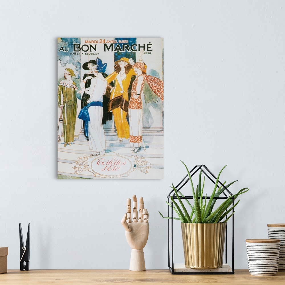 1920's France Bon Marche Poster Wall Art, Canvas Prints, Framed