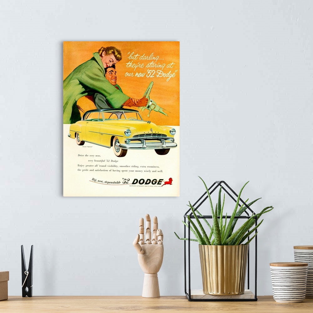A bohemian room featuring 1950s USA Dodge Magazine Advert
