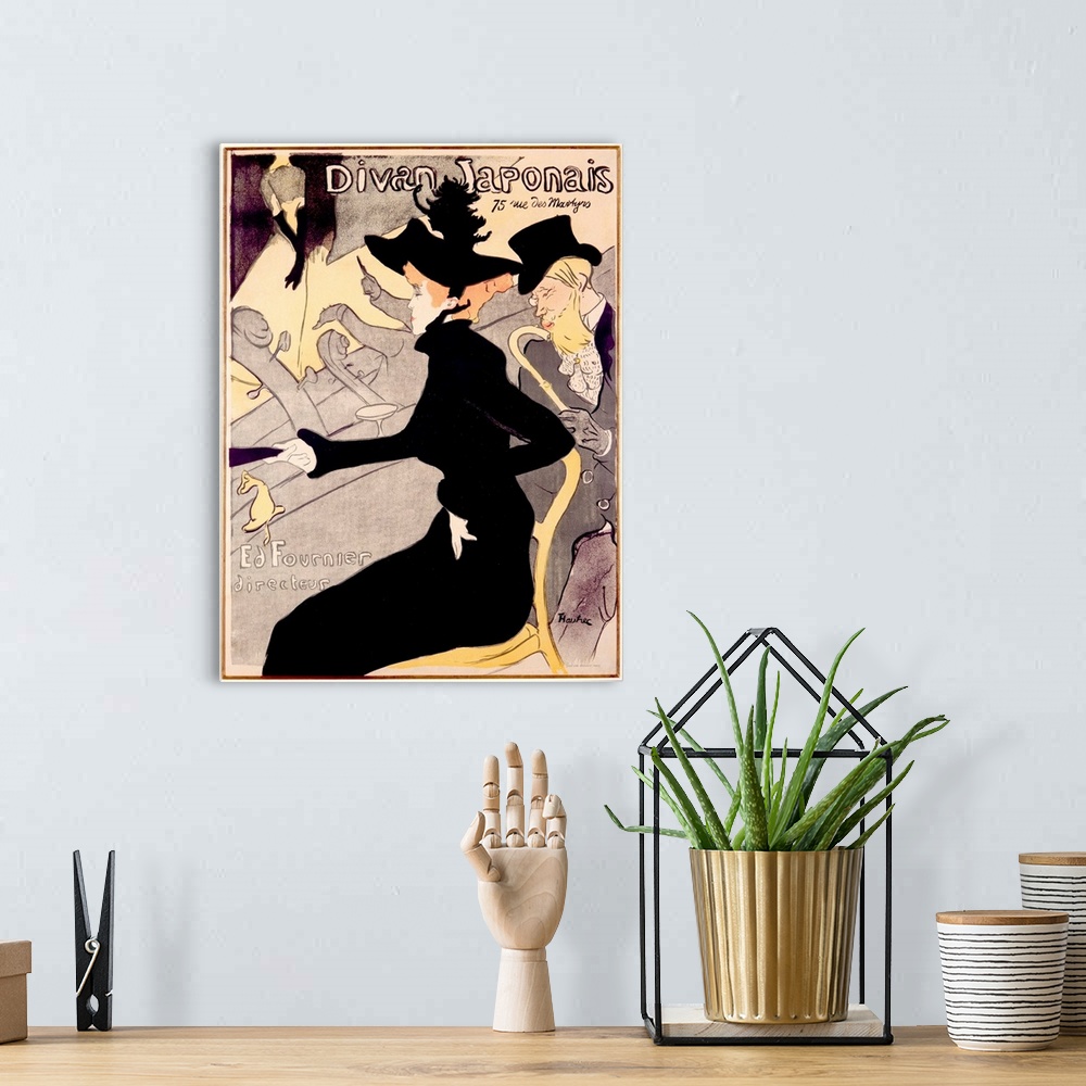 Divan Japonais, Vintage Poster, by Henri de Toulouse Lautrec Solid-Faced  Canvas Print