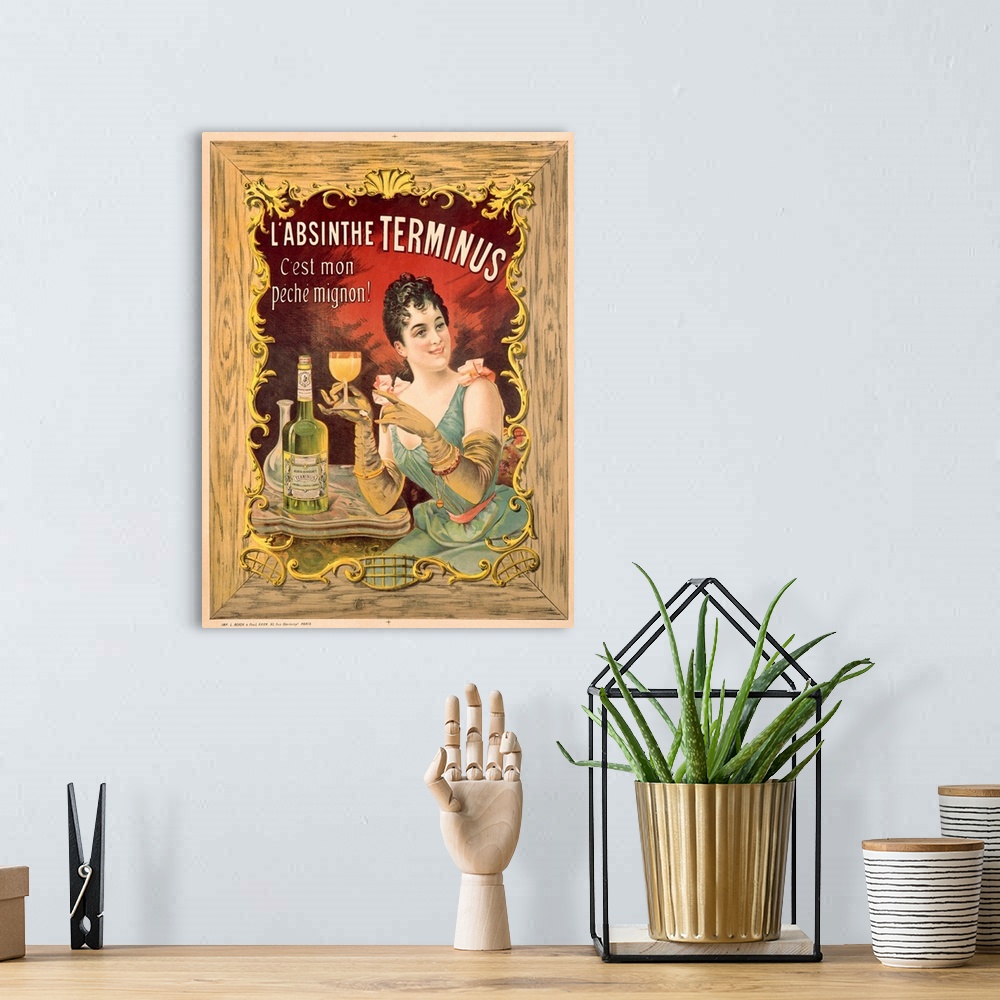 A bohemian room featuring LAbsinthe Terminus, Vintage Poster