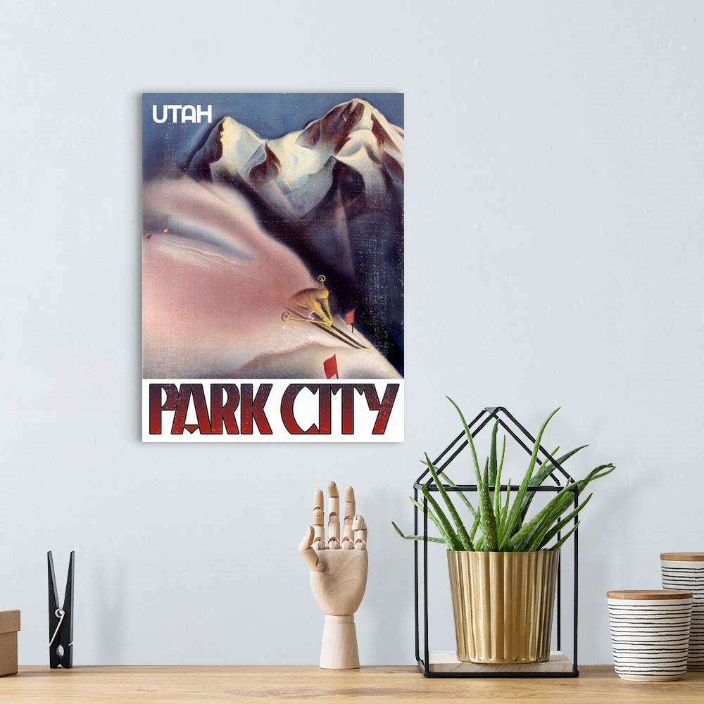 A bohemian room featuring Utah Park City Vintage Advertising Poster
