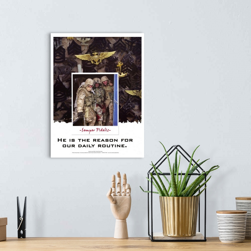 A bohemian room featuring He is the Reason for Our Daily Routine - Marines Poster