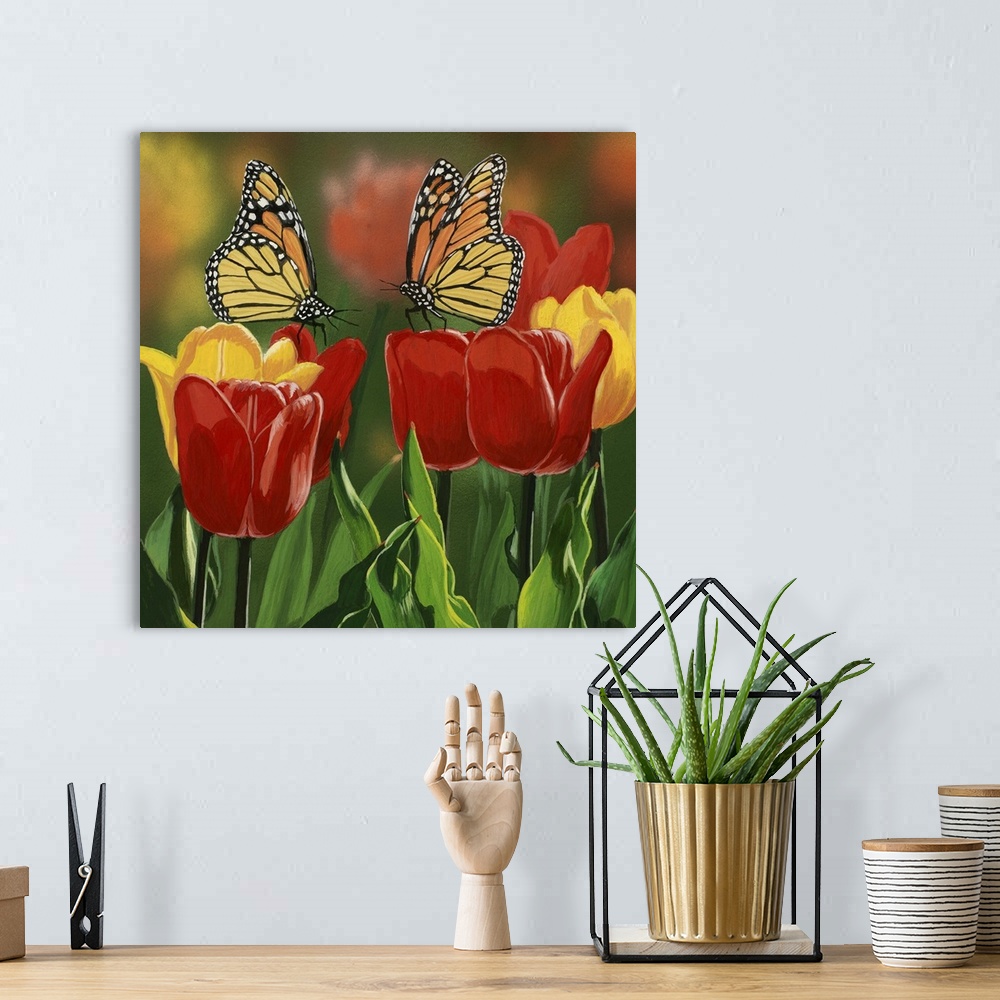 A bohemian room featuring Monarchs And Tulips