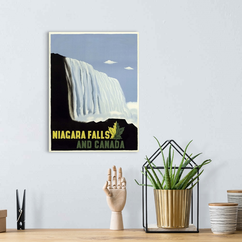 A bohemian room featuring Niagara Falls and Canada - Vintage Travel Advertisement