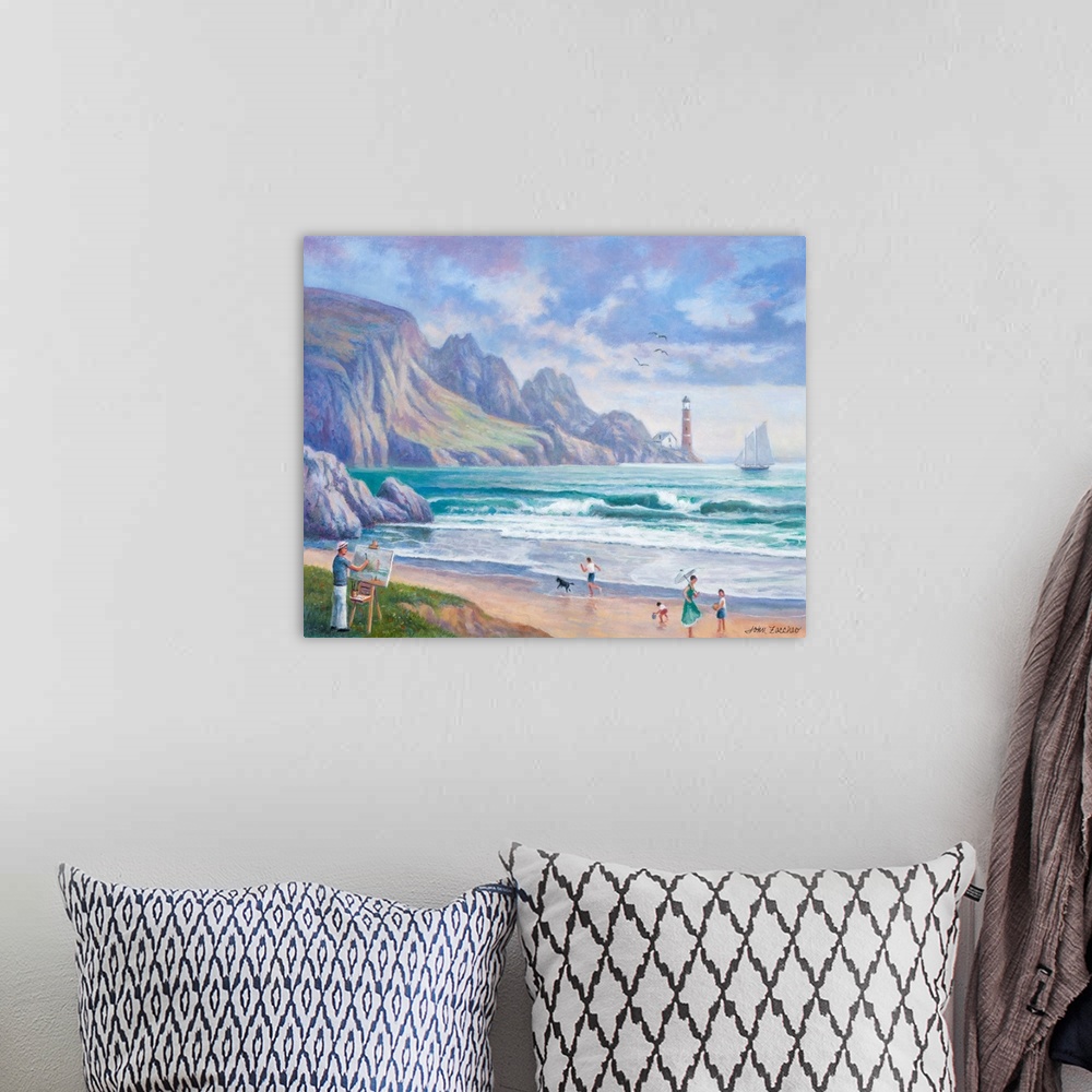 A bohemian room featuring Painting By The Seaside