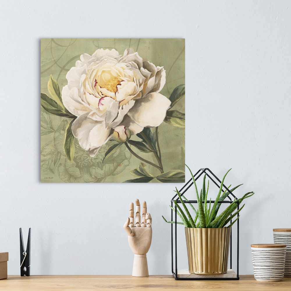 A bohemian room featuring white peony