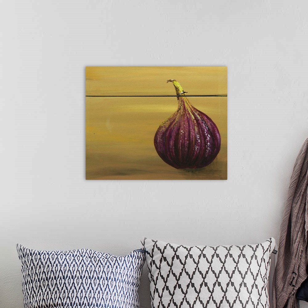 A bohemian room featuring Red Onion on a box
