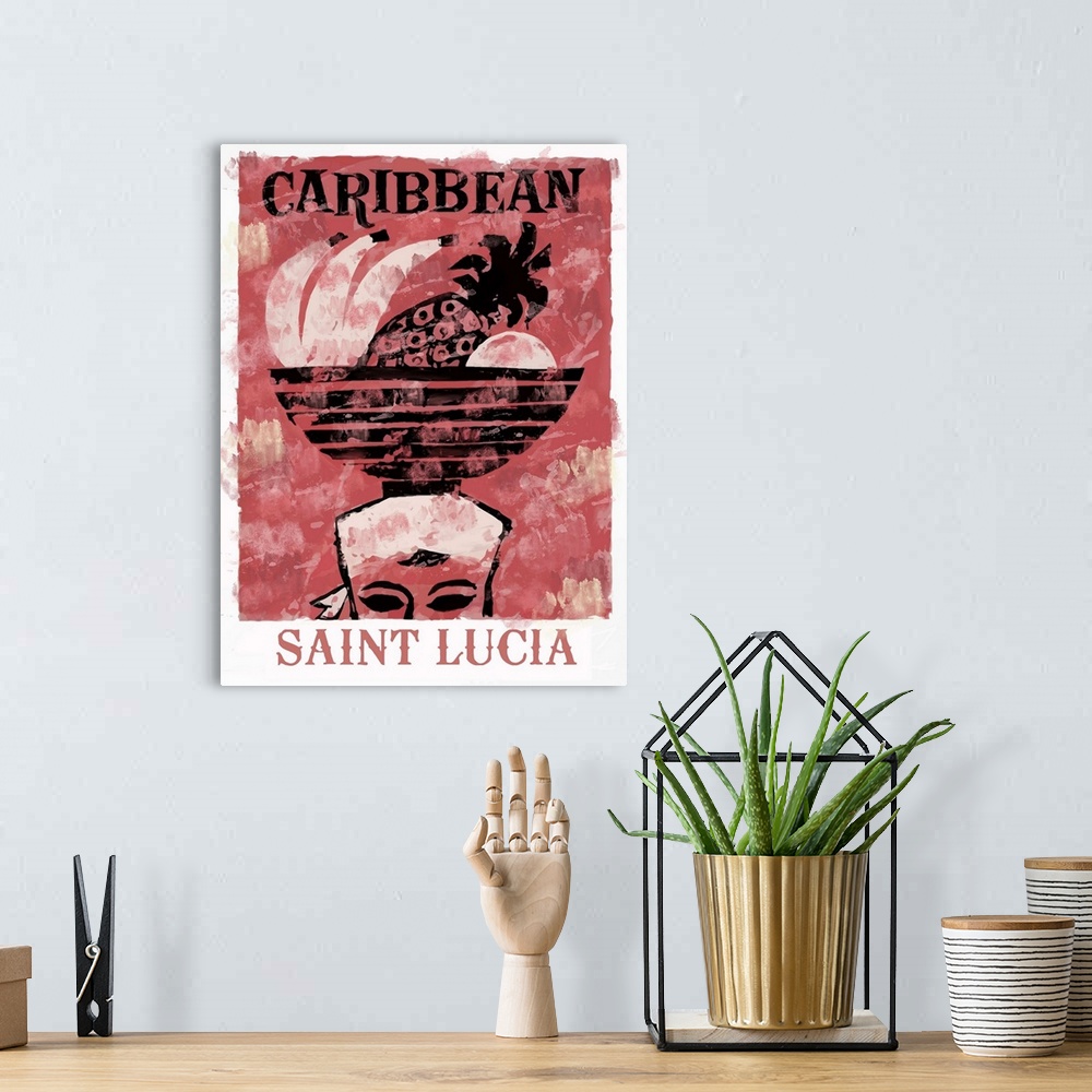 A bohemian room featuring Saint Lucia - Vintage Travel Advertisement