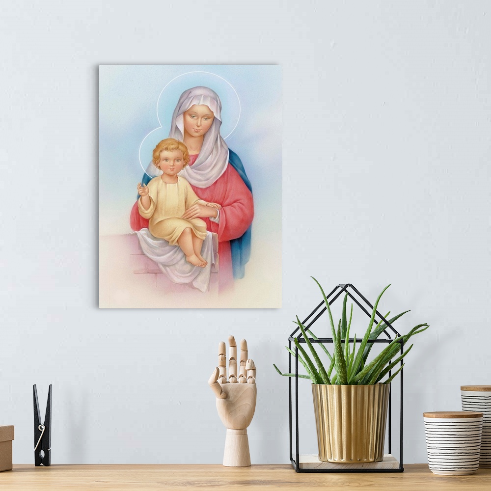 The Virgin Mary holding baby Jesus Wall Art, Canvas Prints, Framed ...