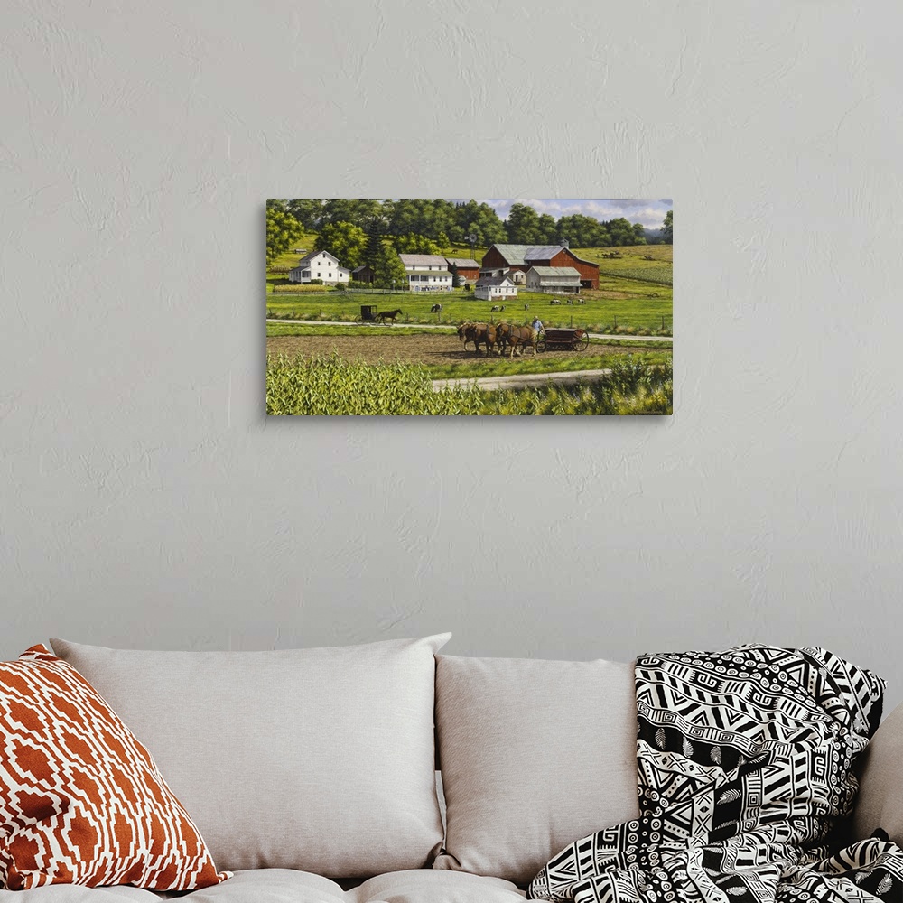 A bohemian room featuring Lancaster county Pennsylvania farming.