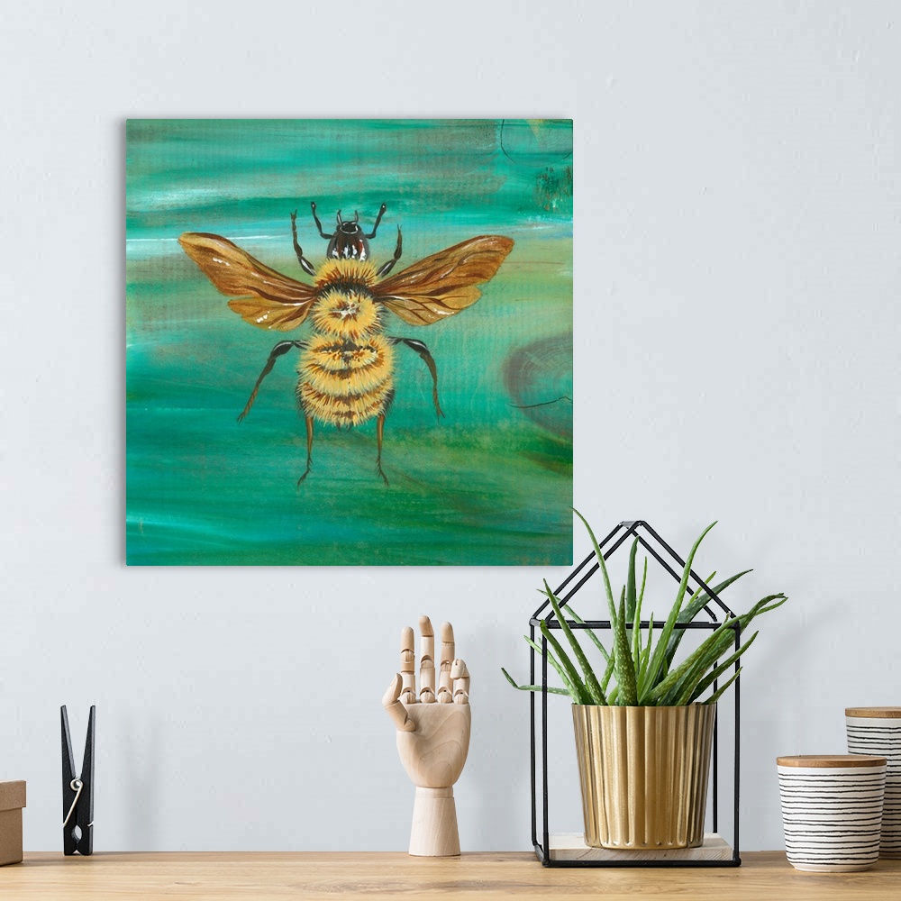 A bohemian room featuring Yellow Bumble Bee