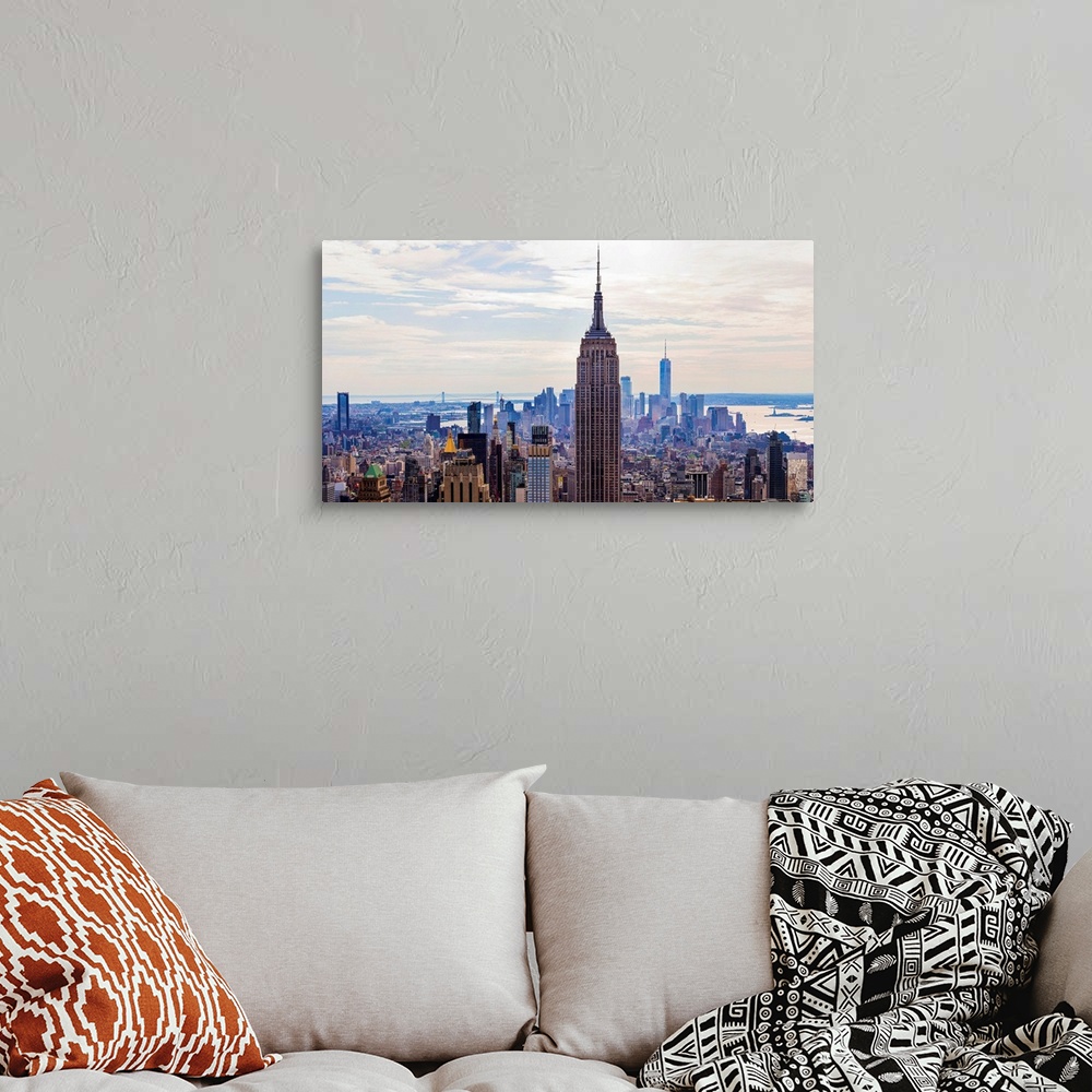 A bohemian room featuring Empire State Building And Freedom Tower Panoramic View From the Rock