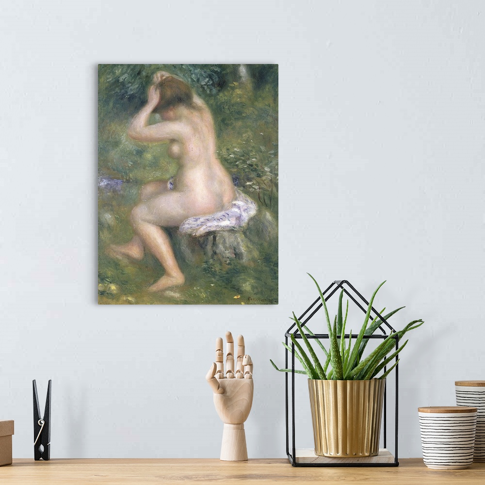 A bohemian room featuring BAL6276 A Bather, c.1885-90 (oil on canvas)  by Renoir, Pierre Auguste (1841-1919); 39.4x29.2 cm;...