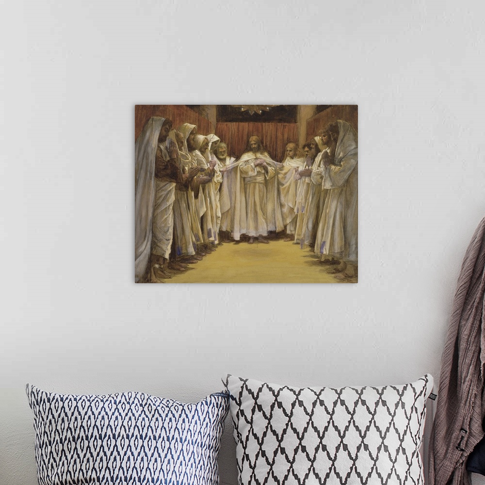 A bohemian room featuring TBM140085 Christ with the twelve Apostles, illustration for 'The Life of Christ', c.1886-96 (goua...