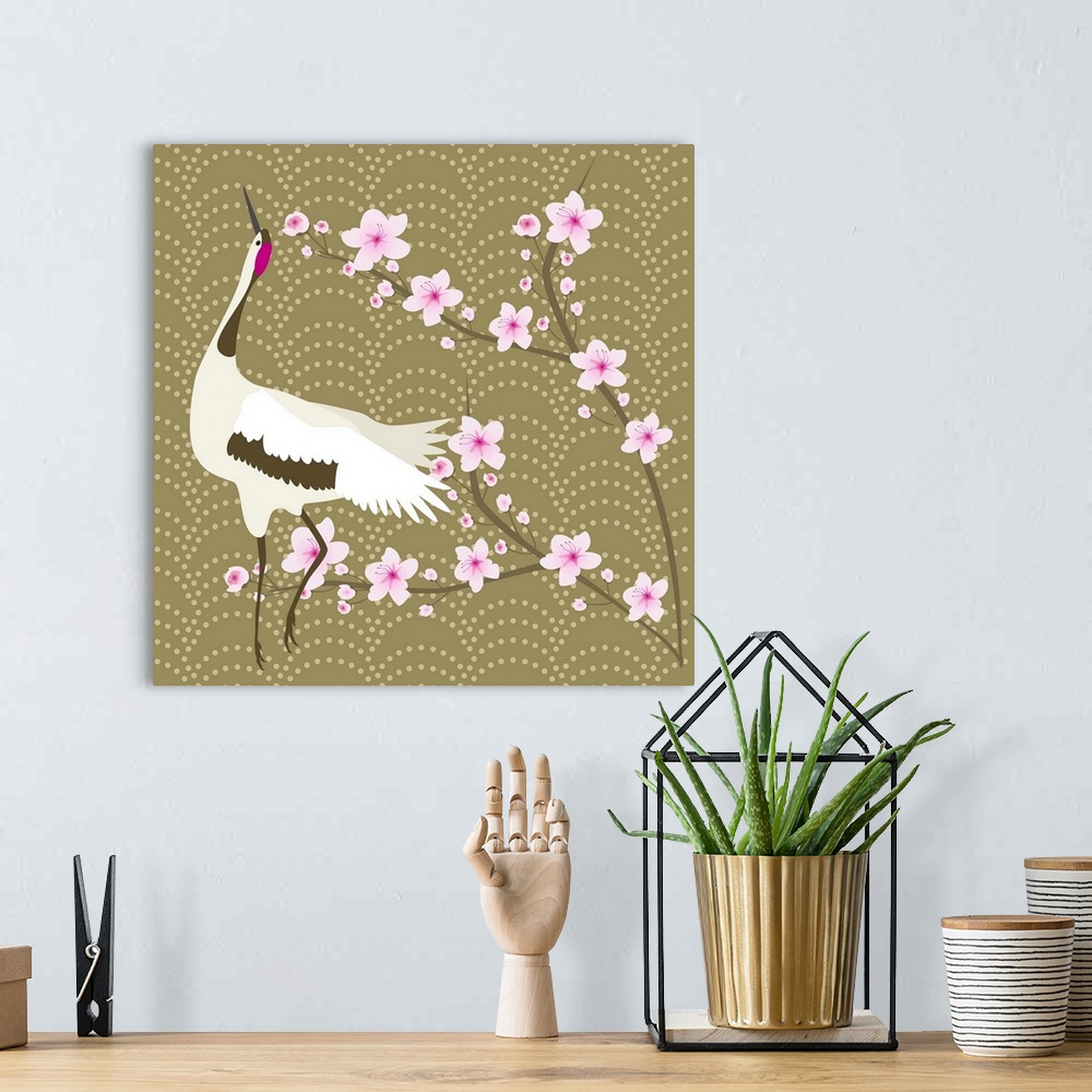 A bohemian room featuring The Cherry Blossom And The Crane