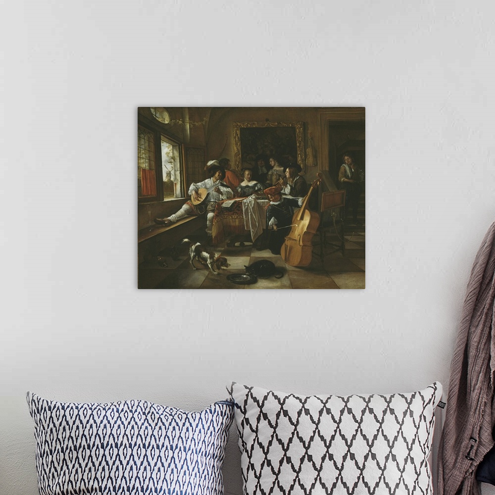A bohemian room featuring The Family Concert, 1666, oil on canvas.