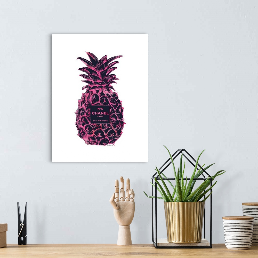 Black Pink Pineapple Wall Art, Canvas Prints, Framed Prints, Wall
