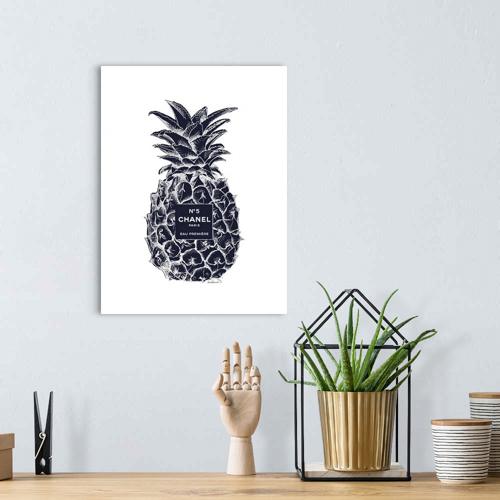 Black Silver Pineapple Wall Art, Canvas Prints, Framed Prints, Wall Peels