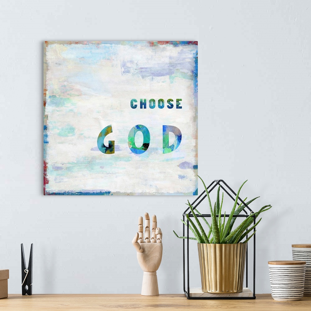 A bohemian room featuring "Choose God"