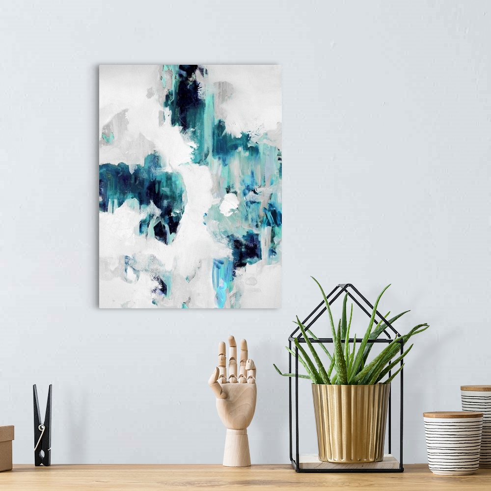 A bohemian room featuring Abstract Spots Blues III