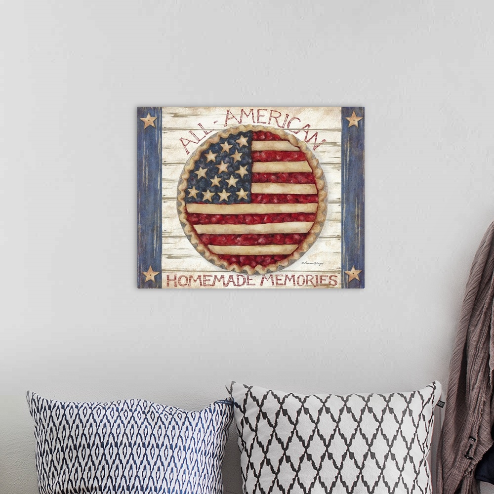 A bohemian room featuring American as Apple Pie!