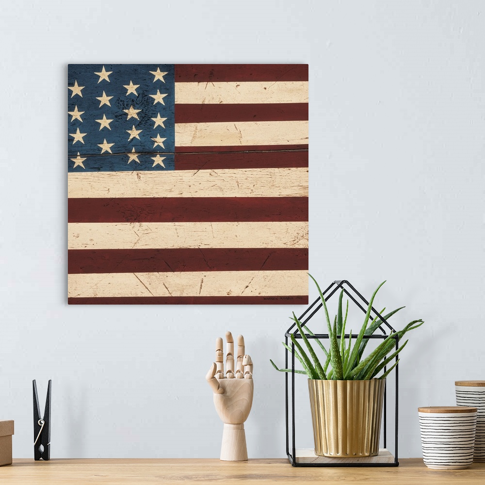 A bohemian room featuring Colonial Flag by renowned folk artist Warren Kimble