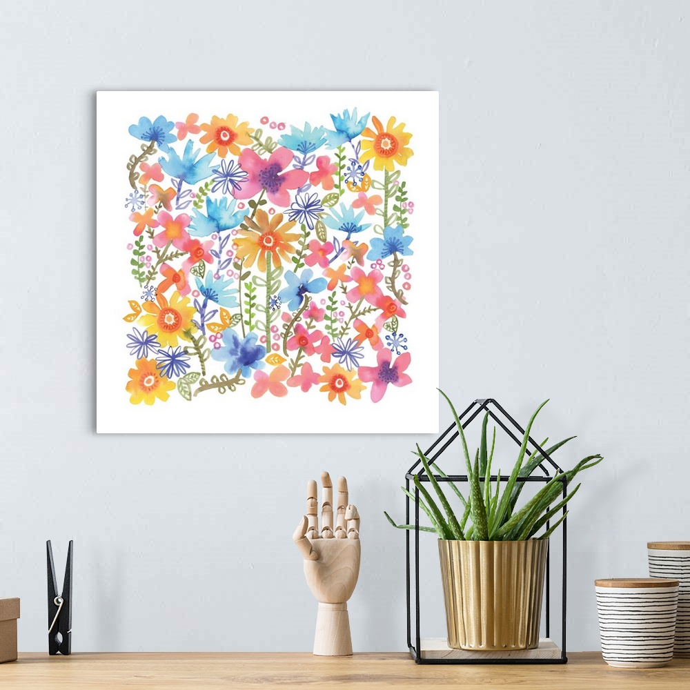 A bohemian room featuring These bright, splashy flowers add a colorful pop to your home decor!