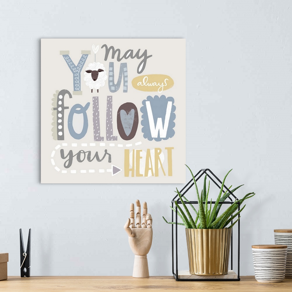 A bohemian room featuring Sweet message-driven art for any baby or toddler's room!