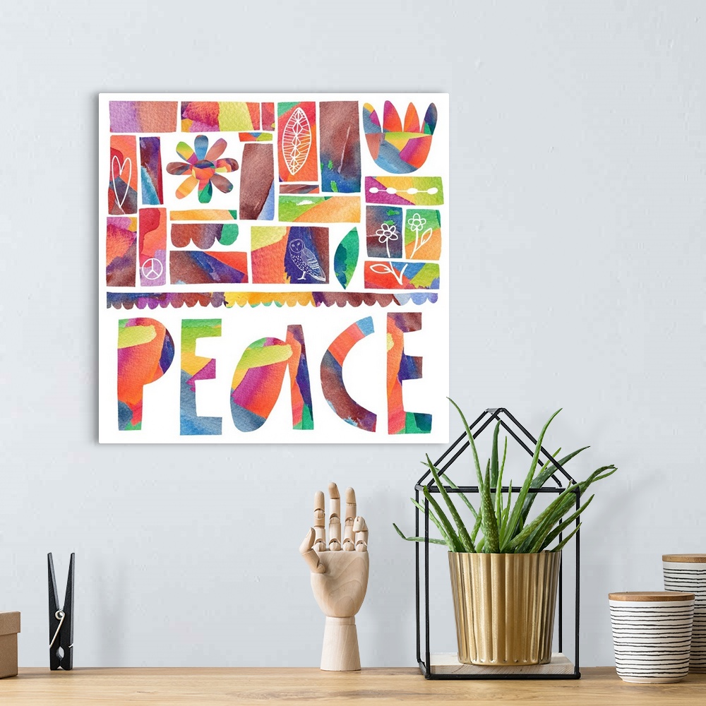 A bohemian room featuring Bold and impactful message art!  PEACE