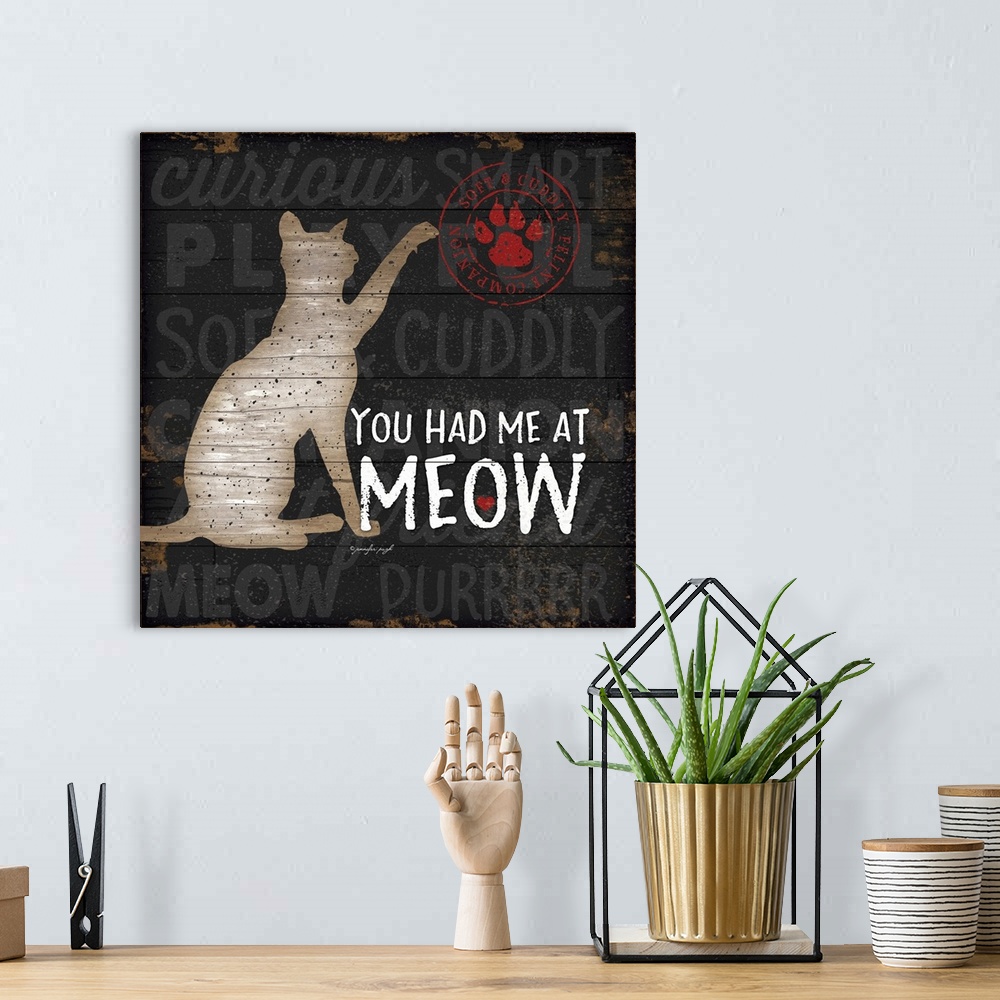 A bohemian room featuring You Had Me at Meow