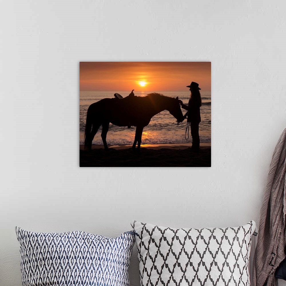 A bohemian room featuring Horse and rider, sunrise, Vilano Beach, Florida