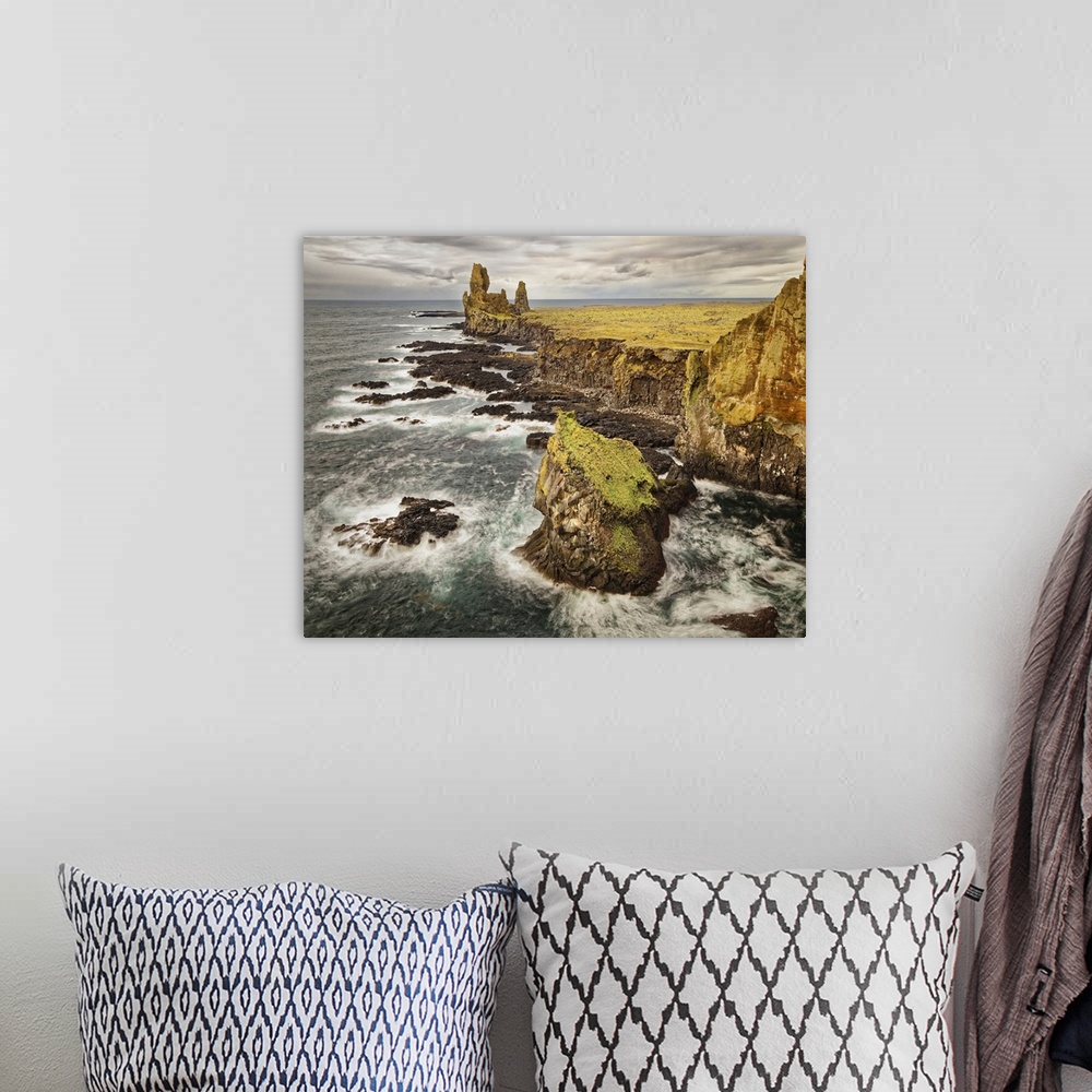 A bohemian room featuring Iceland, Snaefellsnes Peninsula, Londrangar Cliffs