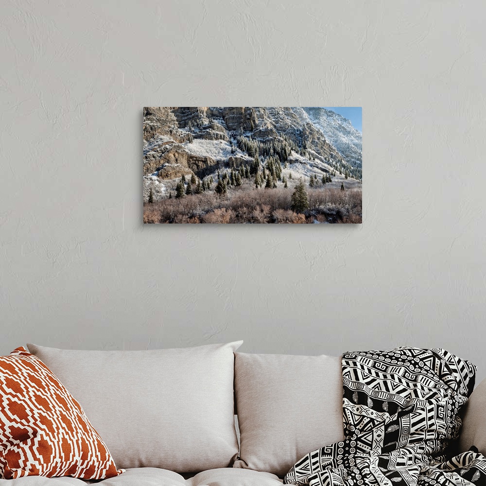 A bohemian room featuring USA, Utah, Provo, Panoramic view of late afternoon light in Provo Canyon