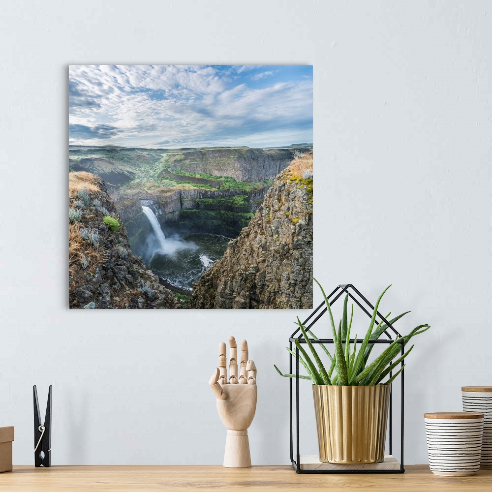 A bohemian room featuring USA. Washington State. Palouse Falls in the spring, at Palouse Falls State Park.
