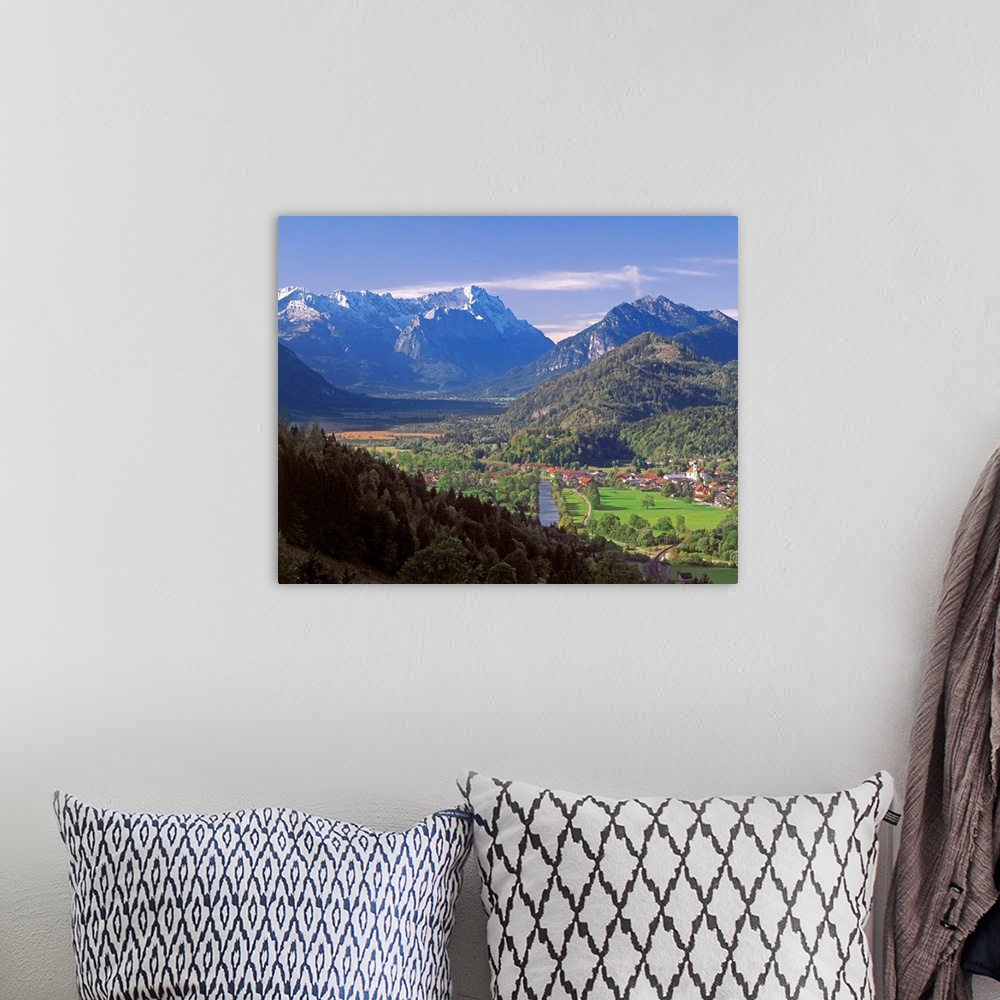 A bohemian room featuring Germany, Bavaria, Oberbayern, Zugspitze mountain range and Eschenlohe town