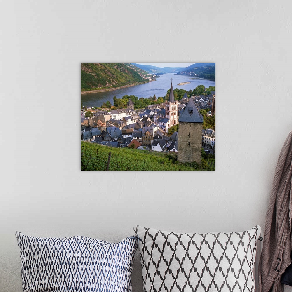 A bohemian room featuring Germany, Rhineland-Palatinate, Bacharach, Rhine, The town and the river
