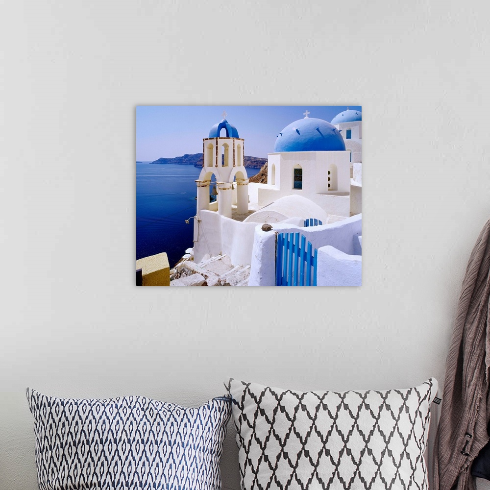 A bohemian room featuring Greece, Cyclades, Santorini, Oia, church