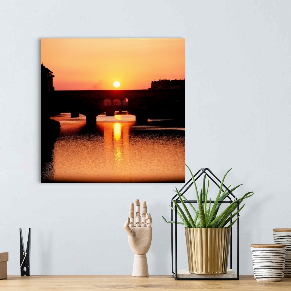 A bohemian room featuring Italy, Florence, Ponte Vecchio at sunset